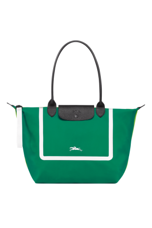 sac cabas L Longchamp Le Pliage Scuba en toile et cuir vert