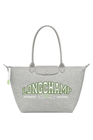 sac cabas L Longchamp Le Pliage Université en coton et cuir gris