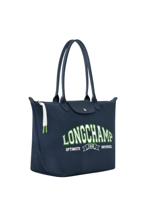 sac cabas L Longchamp Le Pliage Université en coton et cuir navy