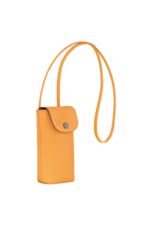 étui téléphone avec cordon Longchamp Le Pliage Xtra en cuir orange