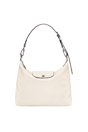 sac porté épaule Longchamp Le Pliage Cuir Xtra en cuir beige