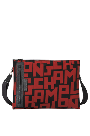Pochette zippée rouge et noir longchamp
