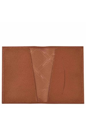 Porte-papier en cuir camel longchamp