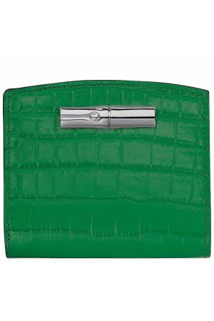 Porte-monnaie en cuir vert effet croco longchamp