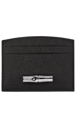 Porte-cartes en cuir noir roseau longchamp