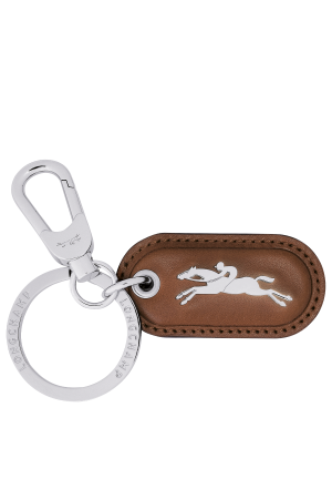 porte-clés Longchamp Roseau en métal et cuir camel