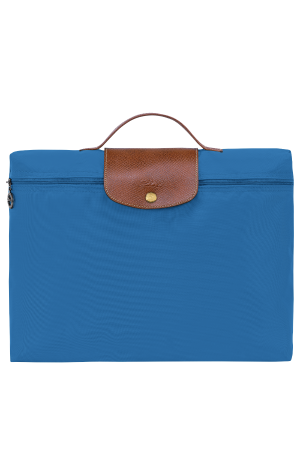 porte-documents Longchamp Le Pliage Original bleu ciel en toile et cuir