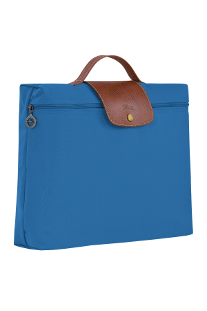 porte-documents Longchamp Le Pliage Original bleu ciel en toile et cuir