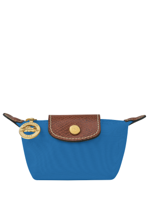 porte-monnaie Longchamp Le Pliage Original en toile bleu ciel et cuir