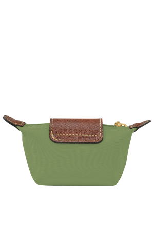 porte-monnaie Longchamp Le Pliage Original en toile vert et cuir