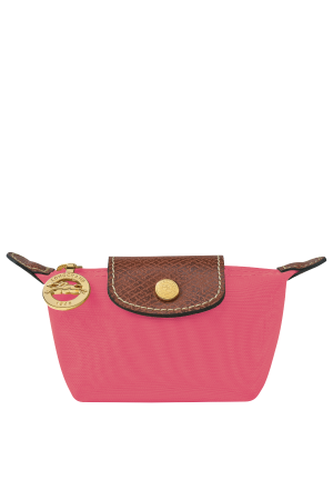 porte-monnaie Longchamp Le Pliage Original en toile rose et cuir