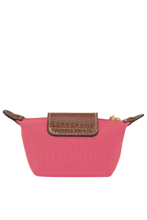 porte-monnaie Longchamp Le Pliage Original en toile rose et cuir