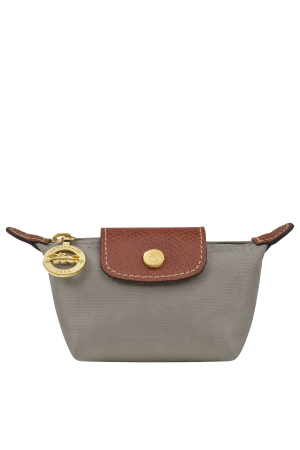 Petit porte monnaie zippé en toile et cuir gris