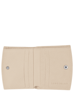 portefeuille Longchamp Roseau en cuir beige