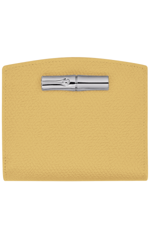 petit portefeuille Longchamp Roseau en cuir jaune