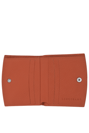 Porte-monnaie en cuir orange longchamp