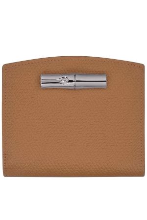 Porte-monnaie en cuir LONGCHAMP roseau naturel