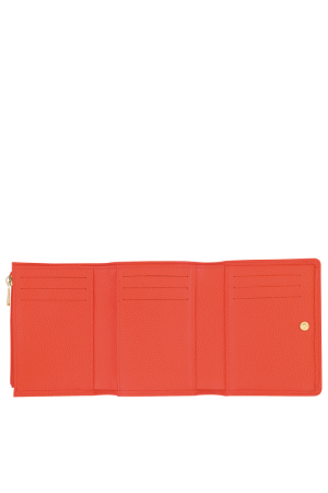 portefeuille Longchamp Le Foulonné en cuir foulonné orange