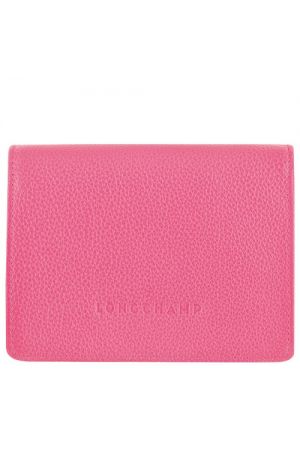 portefeuille compact Longchamp Le Foulonné en cuir foulonné rose