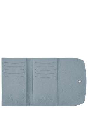 portefeuille Longchamp Roseau en cuir bleu ciel