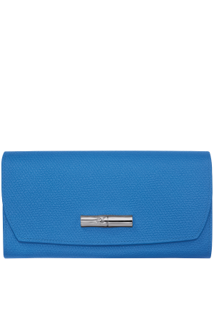 portefeuille à rabat Longchamp Roseau en cuir bleu