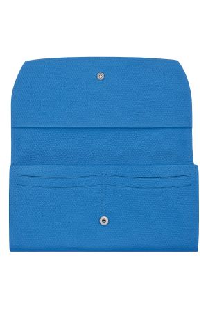 portefeuille à rabat Longchamp Roseau en cuir bleu