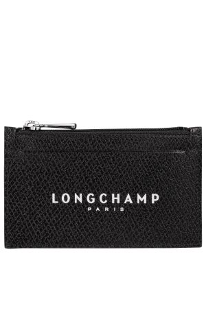 porte-monnaie Longchamp Roseau Essential en cuir grainé noir