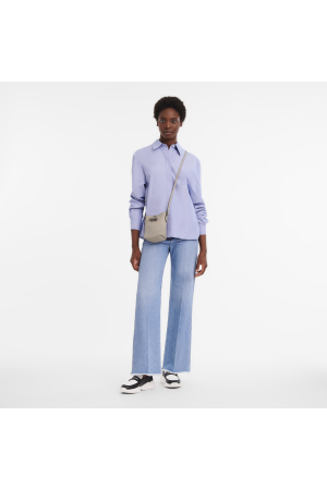 sac bandoulière XS Longchamp Roseau Essential en cuir grainé gris
