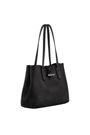 sac cabas Longchamp Roseau Essential en cuir grainé noir