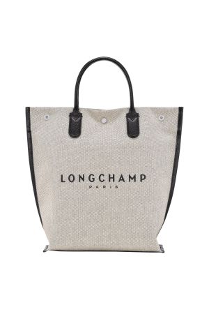 sac cabas M Longchamp Roseau Essential en toile beige et cuir