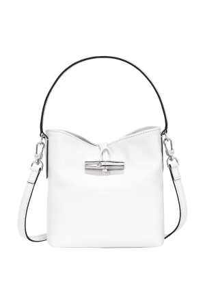 sac seau XS Longchamp Roseau en cuir blanc