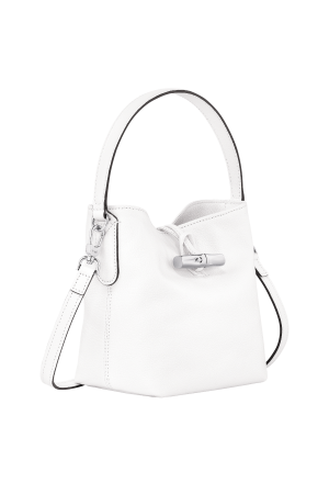 sac seau XS Longchamp Roseau en cuir blanc