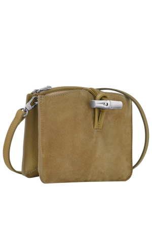 sac bandoulière Longchamp Roseau en cuir bi-matière camel