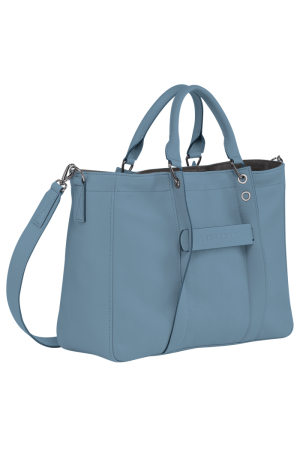 sac à main L Longchamp 3D en cuir bleu ciel