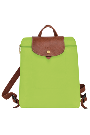 sac à dos Longchamp Le Pliage Original en toile et cuir vert lumière