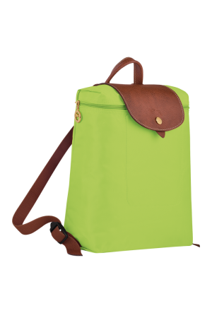 sac à dos Longchamp Le Pliage Original en toile et cuir vert lumière