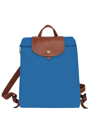 sac à dos Longchamp Le Pliage Original bleu ciel en toile et cuir