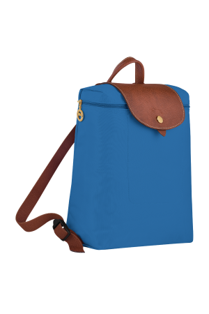 sac à dos Longchamp Le Pliage Original bleu ciel en toile et cuir