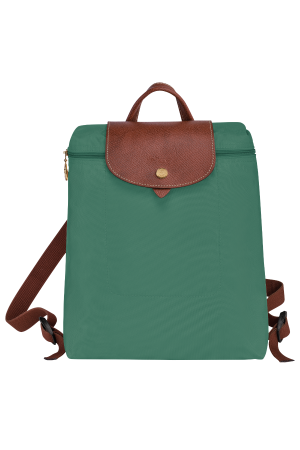 sac à dos Longchamp Le Pliage Original vert en toile et cuir