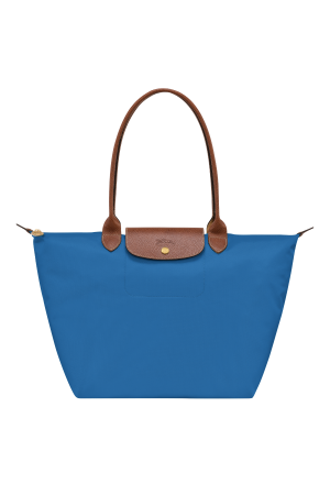 sac cabas L Longchamp Le Pliage Original bleu ciel en toile et cuir