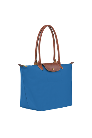 sac cabas L Longchamp Le Pliage Original bleu ciel en toile et cuir