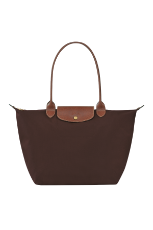 sac cabas L Longchamp Le Pliage Original en toile et cuir marron