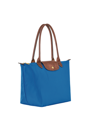 sac cabas M Longchamp Le Pliage Original bleu ciel en toile et cuir