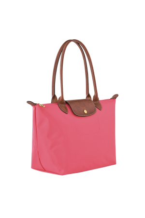 sac cabas M Longchamp Le Pliage Original rose en toile et cuir