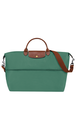 sac de voyage extensible Longchamp Le Pliage Original en toile et cuir vert