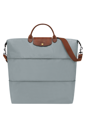 sac de voyage extensible Longchamp Le Pliage Original en toile et cuir gris