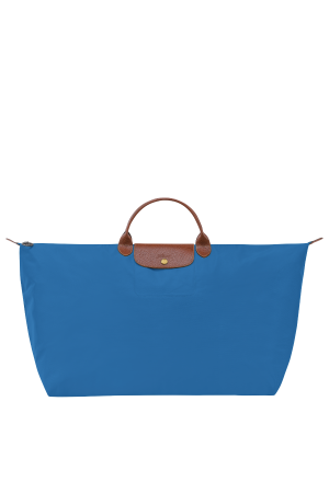 sac de voyage M Longchamp Le Pliage Original bleu ciel en toile et cuir