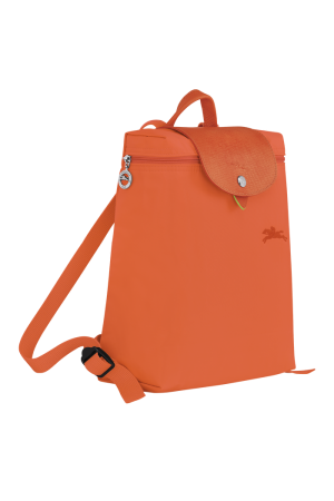sac à dos Longchamp Le Pliage Green en toile et cuir orange