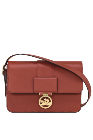 sac bandoulière Longchamp Box-Trot M en cuir rouge foncé