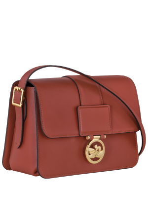 sac bandoulière Longchamp Box-Trot M en cuir rouge foncé